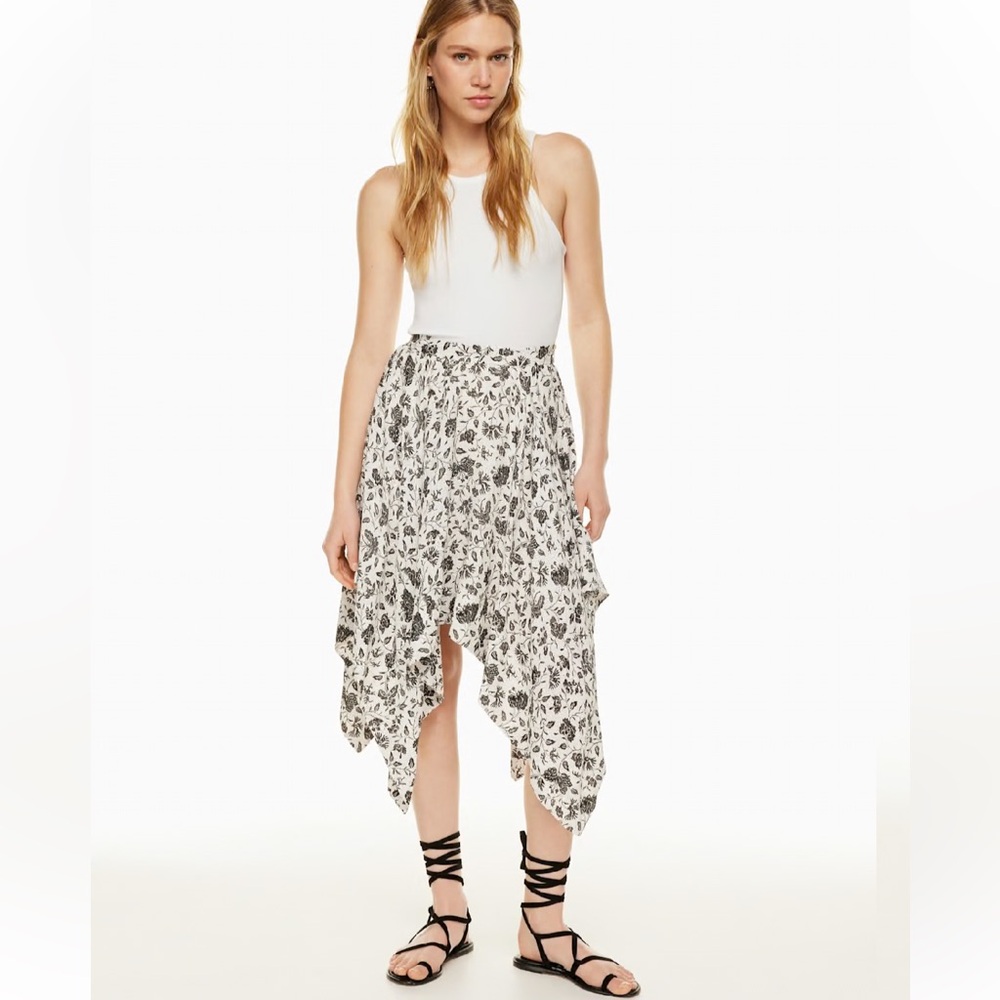 Aritzia Little Moon Ferrara Handkerchief Asymmetrical Skirt Light Birch/Black